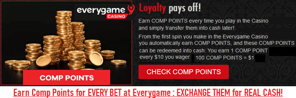Everygame Casino: Your Loyalty is rewarded with Comp Points