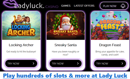 Play hundreds of SpinLogic slots & more at Lady Luck