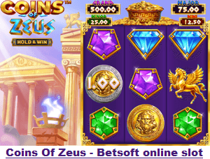 Coins Of Zeus, new Betsoft online casino slot game