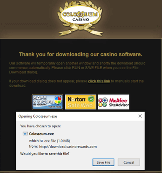 Downloading Colosseum Casino's software