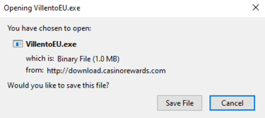 Downloading Villento Casino's software