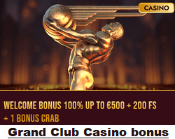 Grand Club Casino welcome bonus