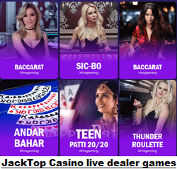 JackTop Casino live dealer games