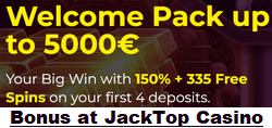 JackTop Casino welcome bonus