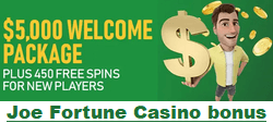 Joe Fortune Casino welcome bonus