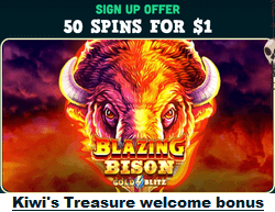 Kiwi's Treasure welcome bonus