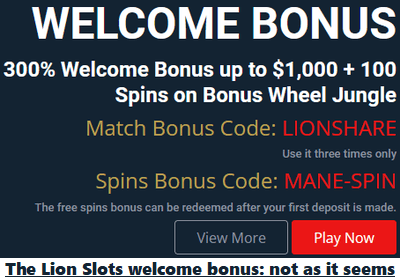 Lion Slots online casino welcome bonus