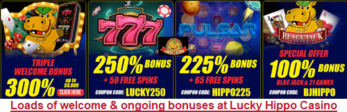 Welcome & Ongoing Bonuses at Lucky Hippo Casino