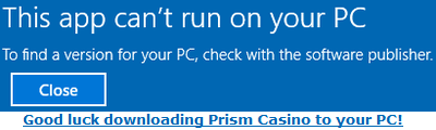 Download Prism Online Casino, Error