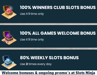 Slots Ninja bonuses and promotions