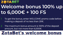 ZotaBet Casino welcome bonus