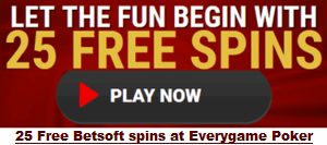 Free slot spins at Everygame Poker